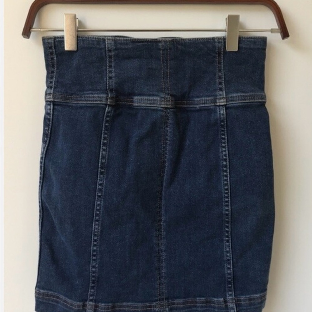 Free People Dark Blue Denim Pencil Skirt